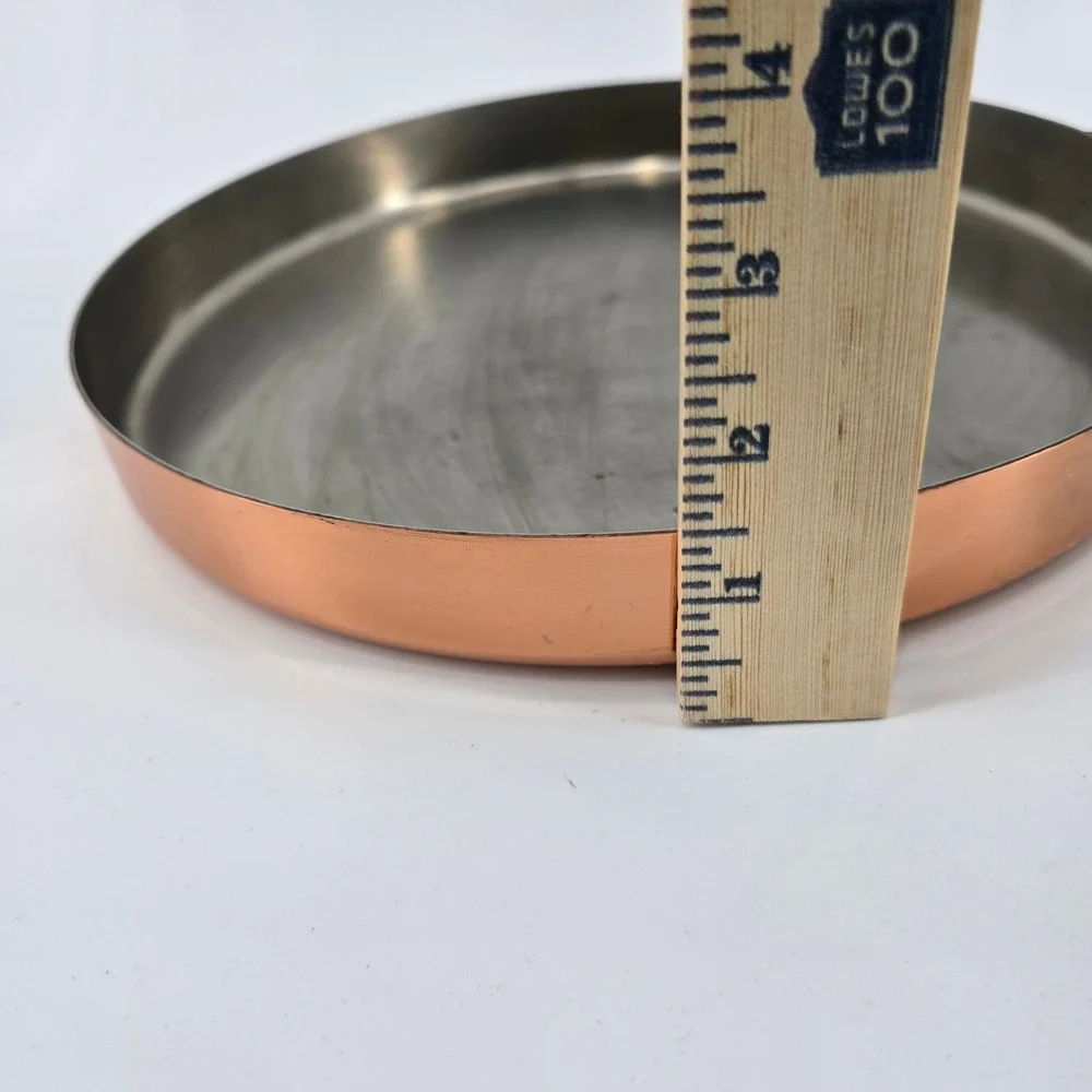 Vtg Paul Revere Copper Skillet Pan Brass Handle Stainless Lined USA 11.5 Inch